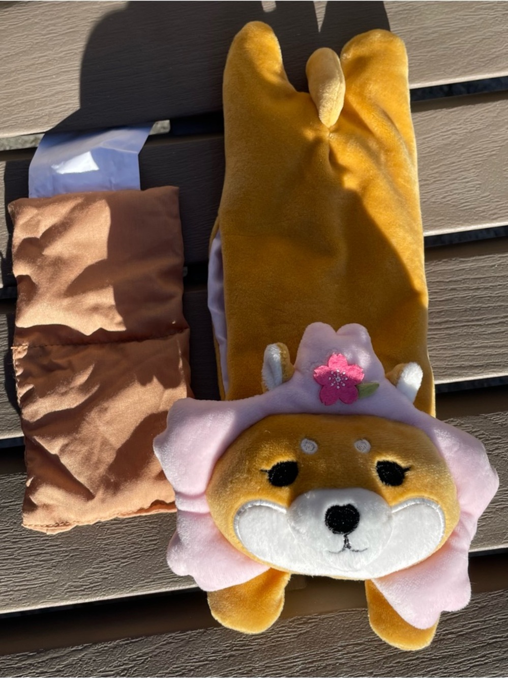 Plush Shiba Inu Microwave Heat Bead Neck Pillow with Pink Crown